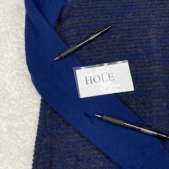 Rebecca Taylor Cashmere Blue Knit Sweater Open Back FLAWS - Picture 3 of 8